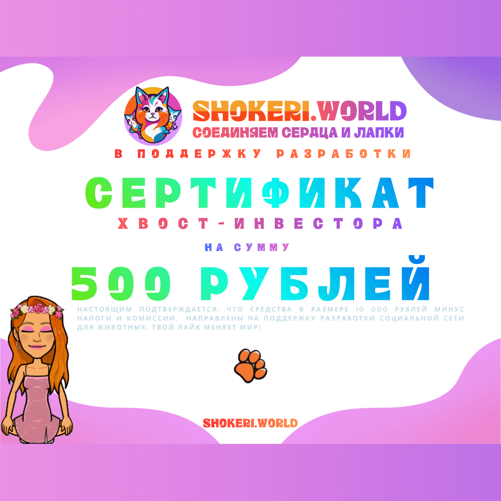 Подарочный сертификат на разработку на сумму 500 руб